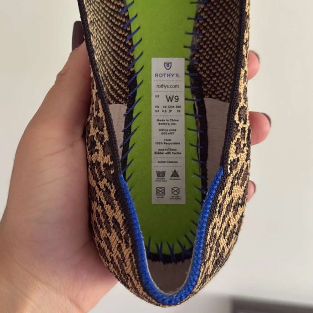 Rothy's The Square Little cat‎ Flat Shoe Leopard Print Flats size 9